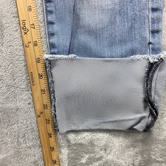 Kut From The Kloth Jeans Womens 6 Blue Cuffed Distressed Raw Hem Cropped Denim - Picture 8 of 10